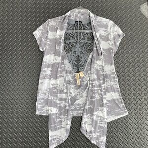 Eyeshadow Gray Camo Crochet Blouse Top Shirt Casual Wear Women's Size‎ Medium